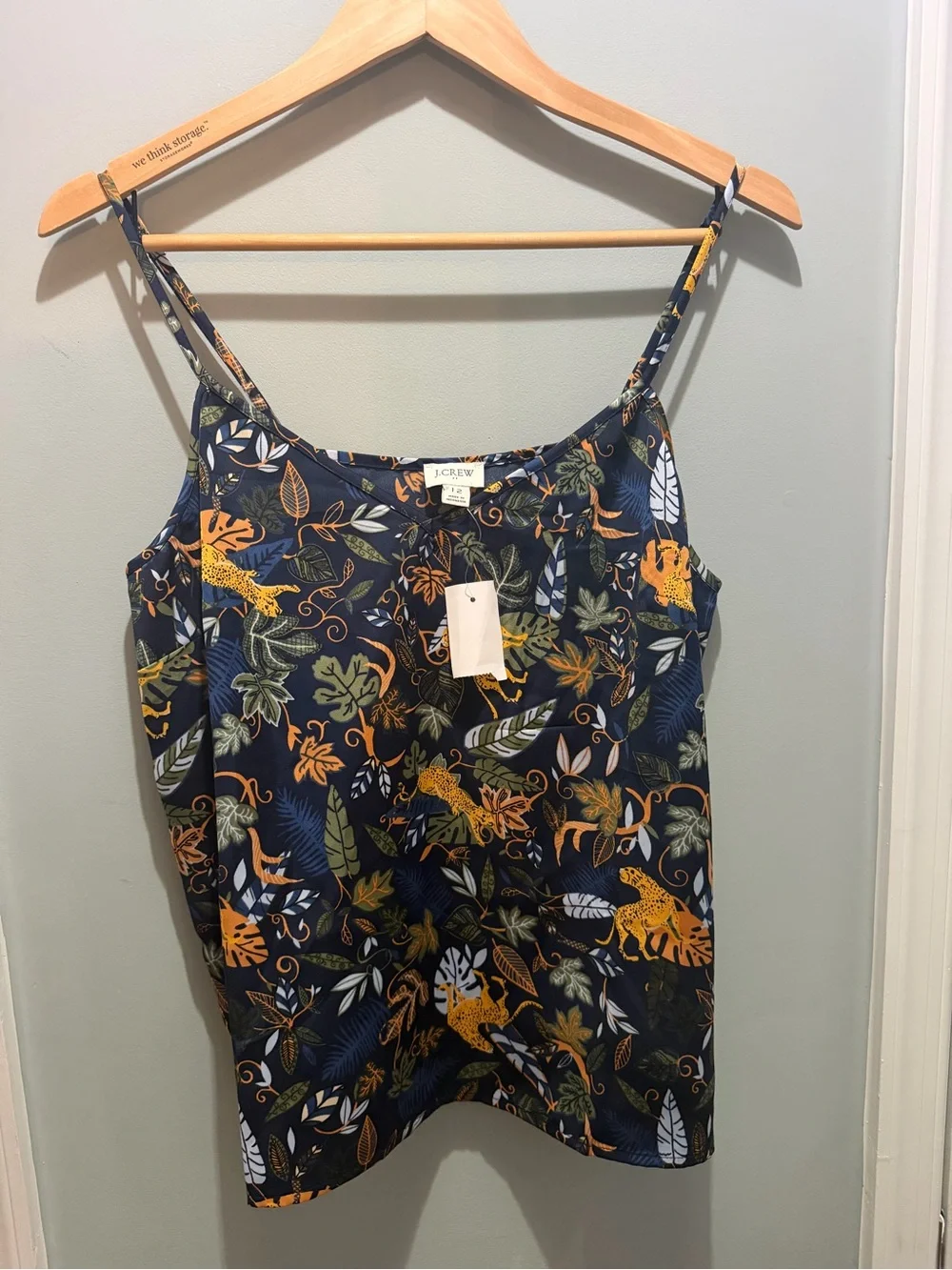 J. Crew Navy Tropical Leopard Print Cami Tank